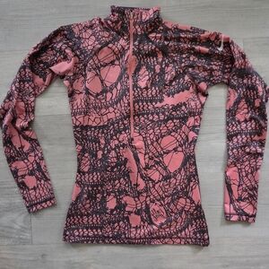 Nike Pro 1/2 Zip Pink and Gray Design Athletic Top